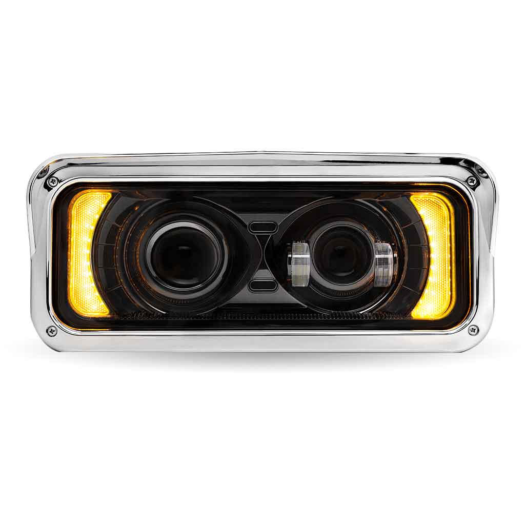 Universal LED Projector Headlight Assembly with Glow Position & Marker LED Accents - Black (Passenger Side)