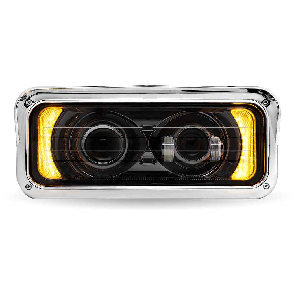 Universal Heated LED Projector Headlight Assembly with Glow Position & Marker LED Accents - Black (Driver Side) - Thumbnail 3