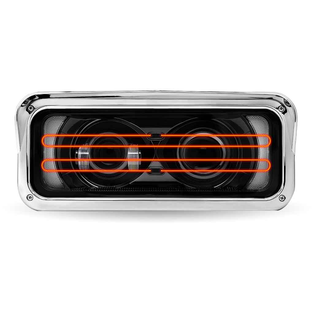 Universal Heated LED Projector Headlight Assembly with Glow Position & Marker LED Accents - Black (Passenger Side) - Thumbnail 6