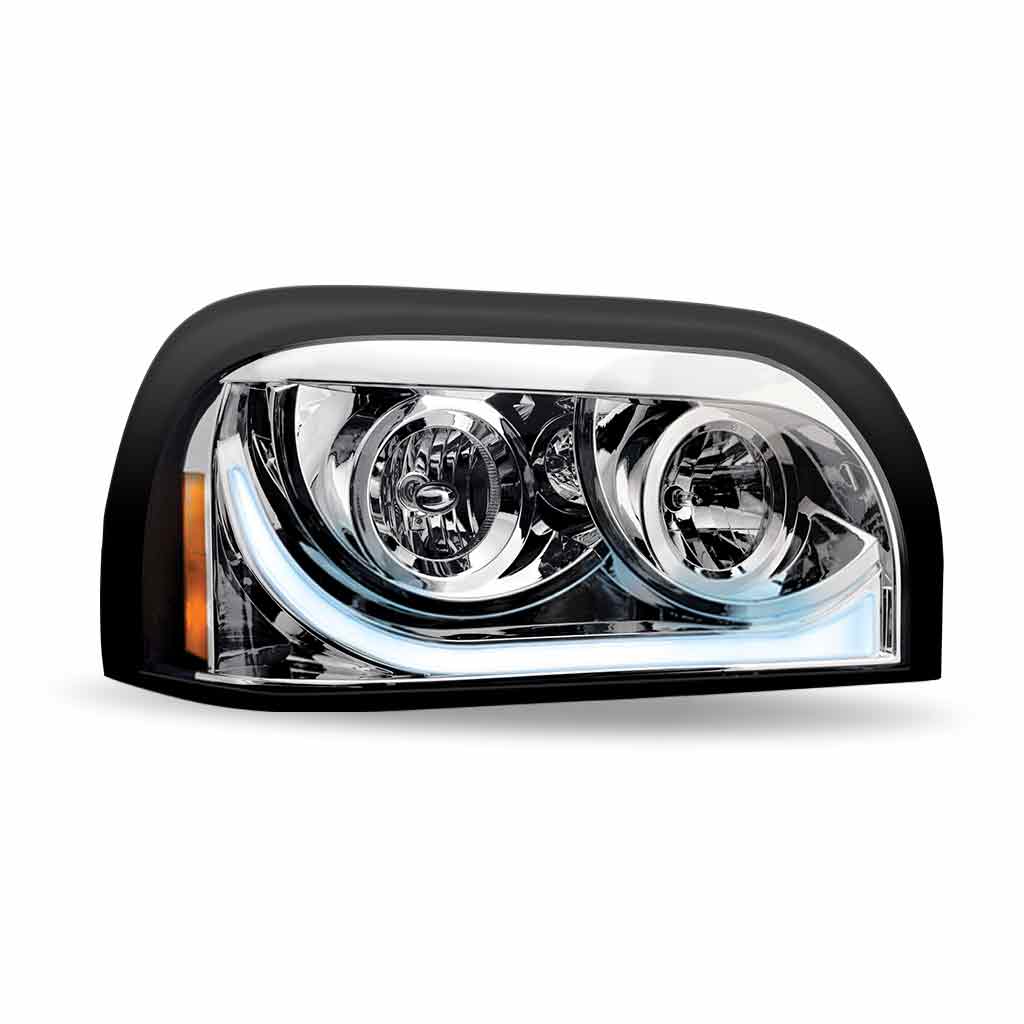 FTL. Century Halogen Projector Headlight Assembly with LED Glow Position, Turn & Marker Accent - Chrome (Passenger Side) - Thumbnail 2