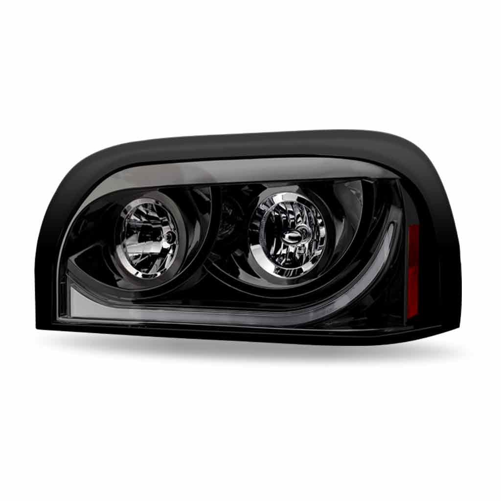 FTL. Century Halogen Projector Headlight Assembly with LED Glow Position, Turn & Marker Accent - Black (Driver Side) - Thumbnail 2