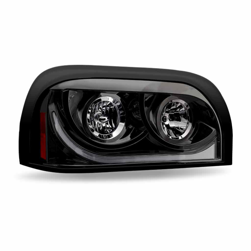 FTL. Century Halogen Projector Headlight Assembly with LED Glow Position, Turn & Marker Accent - Black (Passenger Side) - Thumbnail 2