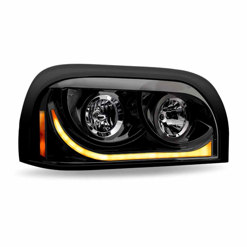 FTL. Century Halogen Projector Headlight Assembly with LED Glow Position, Turn & Marker Accent - Black (Passenger Side) - Thumbnail 4