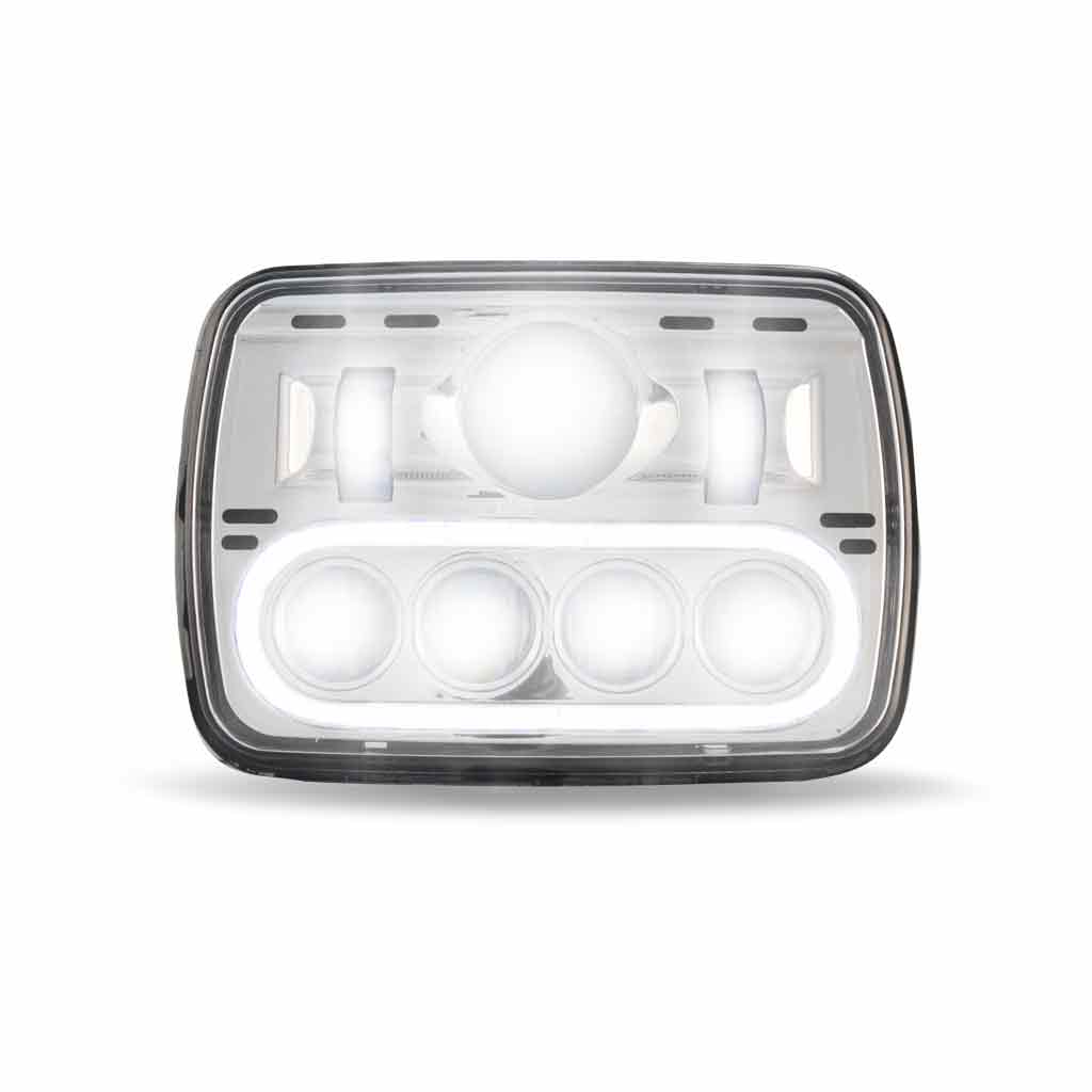 5" x 7" LED Projector Headlight with Glow Position LED Halo - Combination High & Low Beam | 2600 Lumens - Thumbnail 3