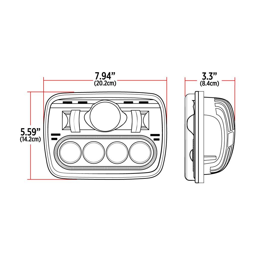5" x 7" LED Projector Headlight with Glow Position LED Halo - Combination High & Low Beam | 2600 Lumens - Thumbnail 9
