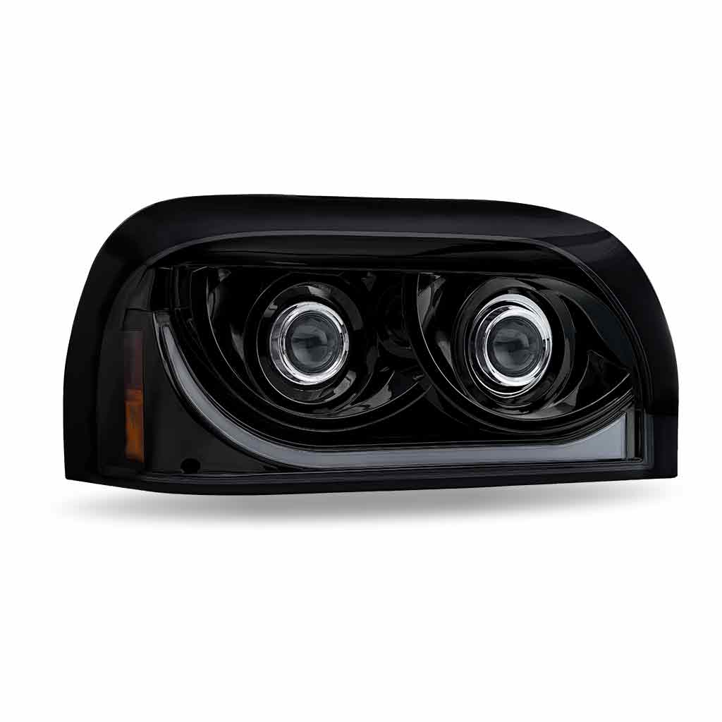 FTL. Century LED Projector Headlight Assembly with LED Glow Position, Turn & Marker Accent - Black (Passenger Side)