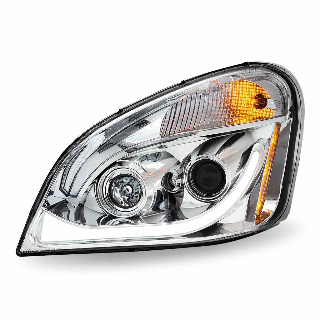FTL. Cascadia LED Projector Headlight Assembly with LED Glow Position, Turn & Marker Accent - Chrome (Driver Side) - Thumbnail 2
