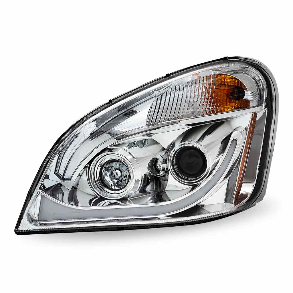 FTL. Cascadia LED Projector Headlight Assembly with LED Glow Position, Turn & Marker Accent - Chrome (Driver Side) - Thumbnail 6