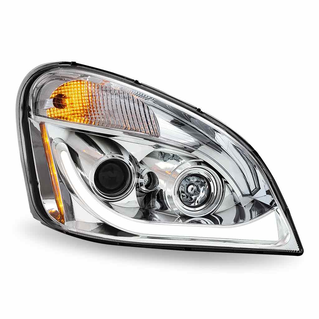 FTL. Cascadia LED Projector Headlight Assembly with LED Glow Position, Turn & Marker Accent - Chrome (Passenger Side) - Thumbnail 3