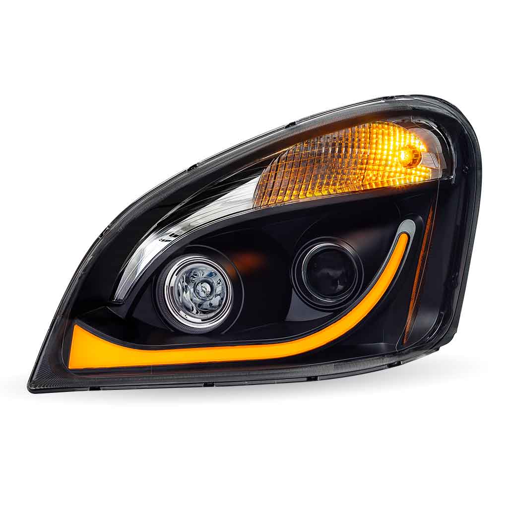 FTL. Cascadia LED Projector Headlight Assembly with LED Glow Position, Turn & Marker Accent - Black (Driver Side) - Thumbnail 4