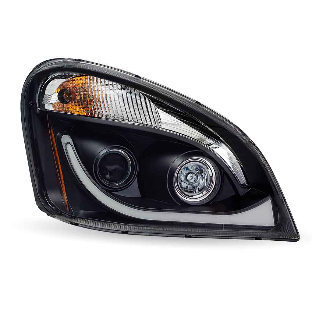 FTL. Cascadia LED Projector Headlight Assembly with LED Glow Position, Turn & Marker Accent - Black (Passenger Side) - Thumbnail 2