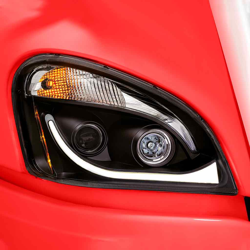 FTL. Cascadia LED Projector Headlight Assembly with LED Glow Position, Turn & Marker Accent - Black (Passenger Side) - Thumbnail 5