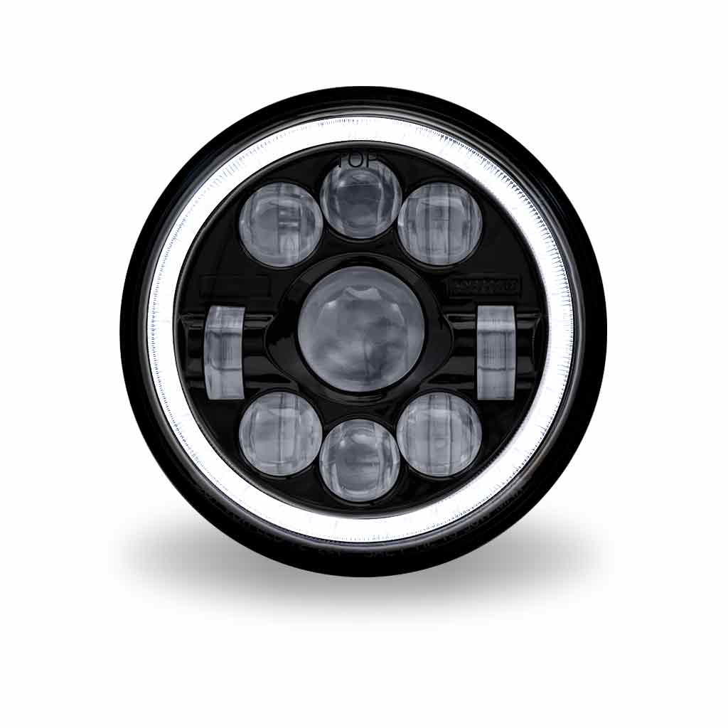 7" LED Projector Headlight with Glow Position LED Halo - Combination High & Low Beam | 3000 Lumens - Thumbnail 3