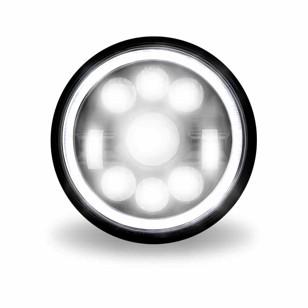 7" LED Projector Headlight with Glow Position LED Halo - Combination High & Low Beam | 3000 Lumens - Thumbnail 4