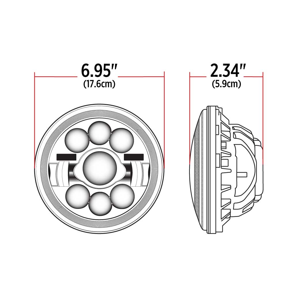 7" LED Projector Headlight with Glow Position LED Halo - Combination High & Low Beam | 3000 Lumens - Thumbnail 10