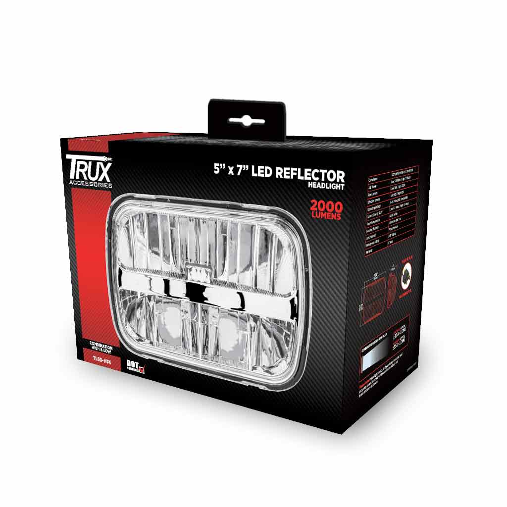 5" x 7" LED Reflector Headlight - Combination High & Low Beam | 2000 Lumens - Thumbnail 2