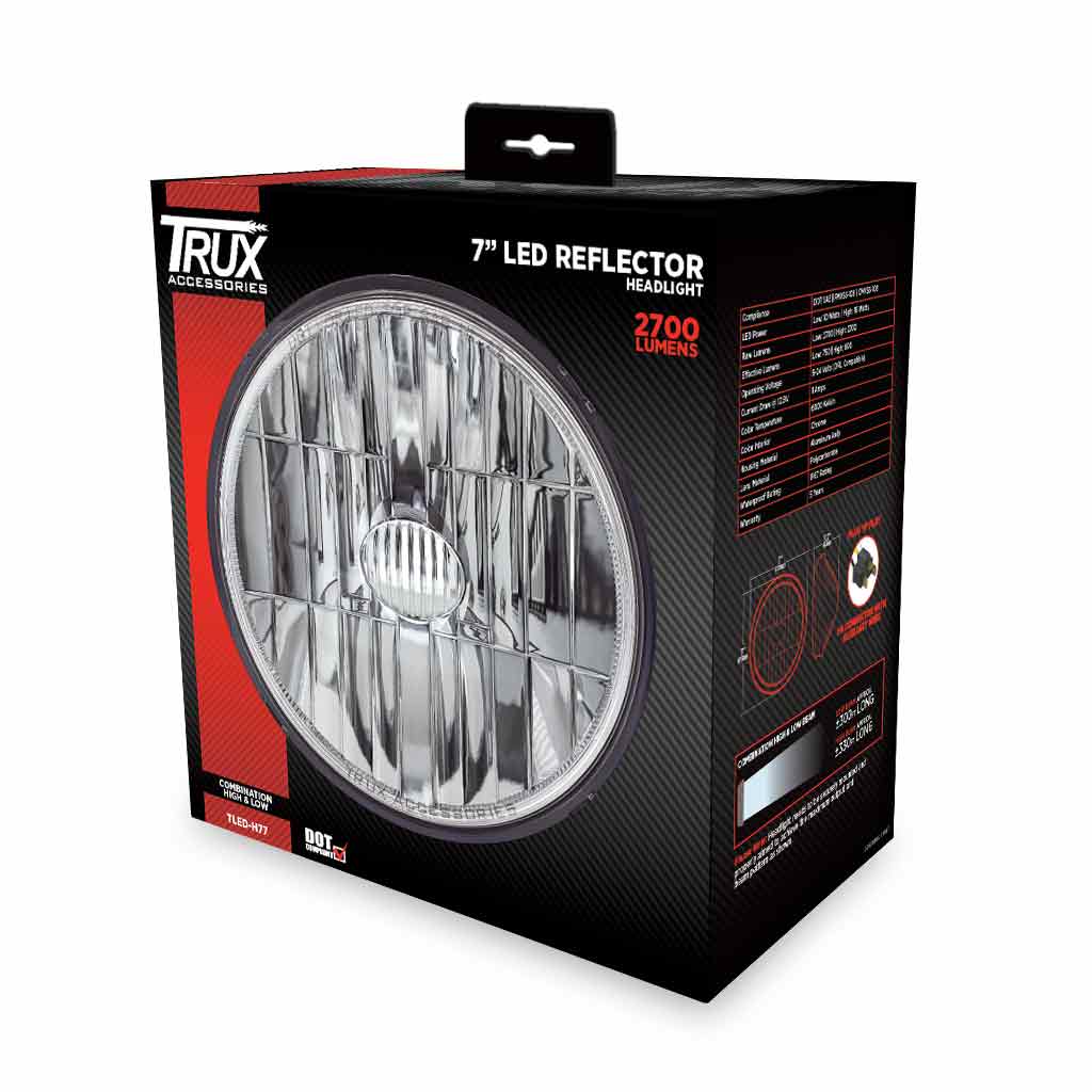 7" LED Reflector Headlight - Combination High & Low Beam | 2700 Lumens - Thumbnail 11