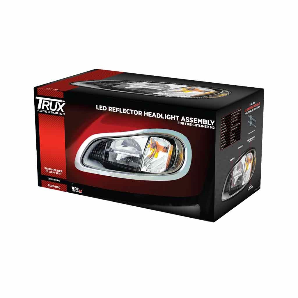 FTL. M2/C2 LED Reflector Headlight Assembly with Side Marker - Black (Driver Side) - Thumbnail 5