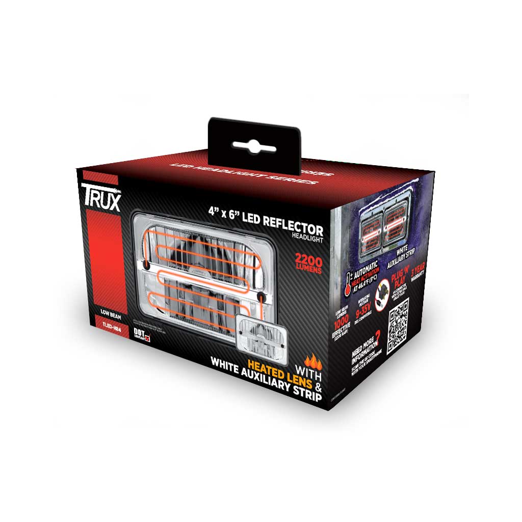 4" x 6" Heated LED Reflector Headlight with Glow Position LED Accent - Low Beam | 2200 Lumens - Thumbnail 2