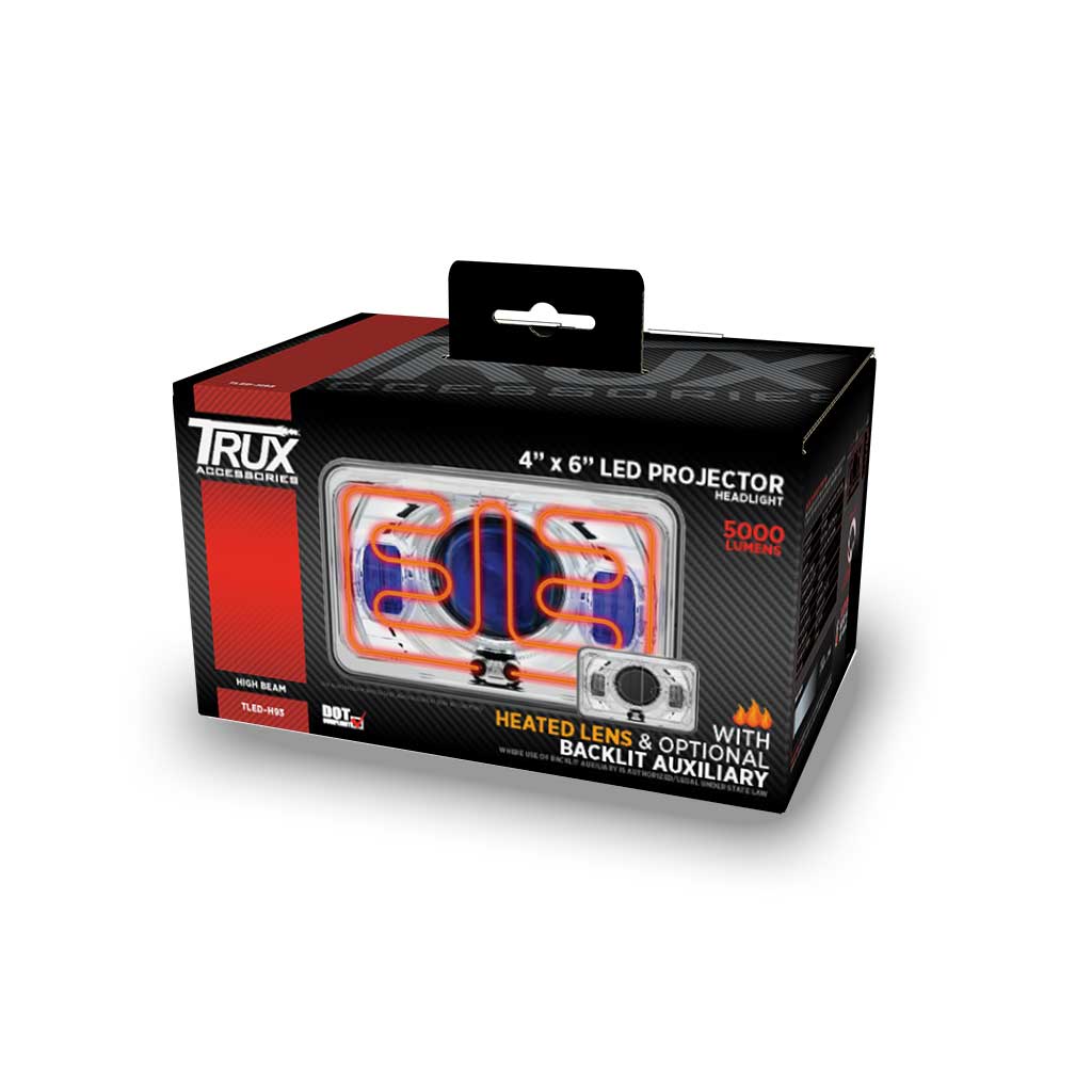 4" x 6" Heated LED Projector Headlight with Optional Backlit Auxiliary - High Beam | 2250 Lumens - Thumbnail 6
