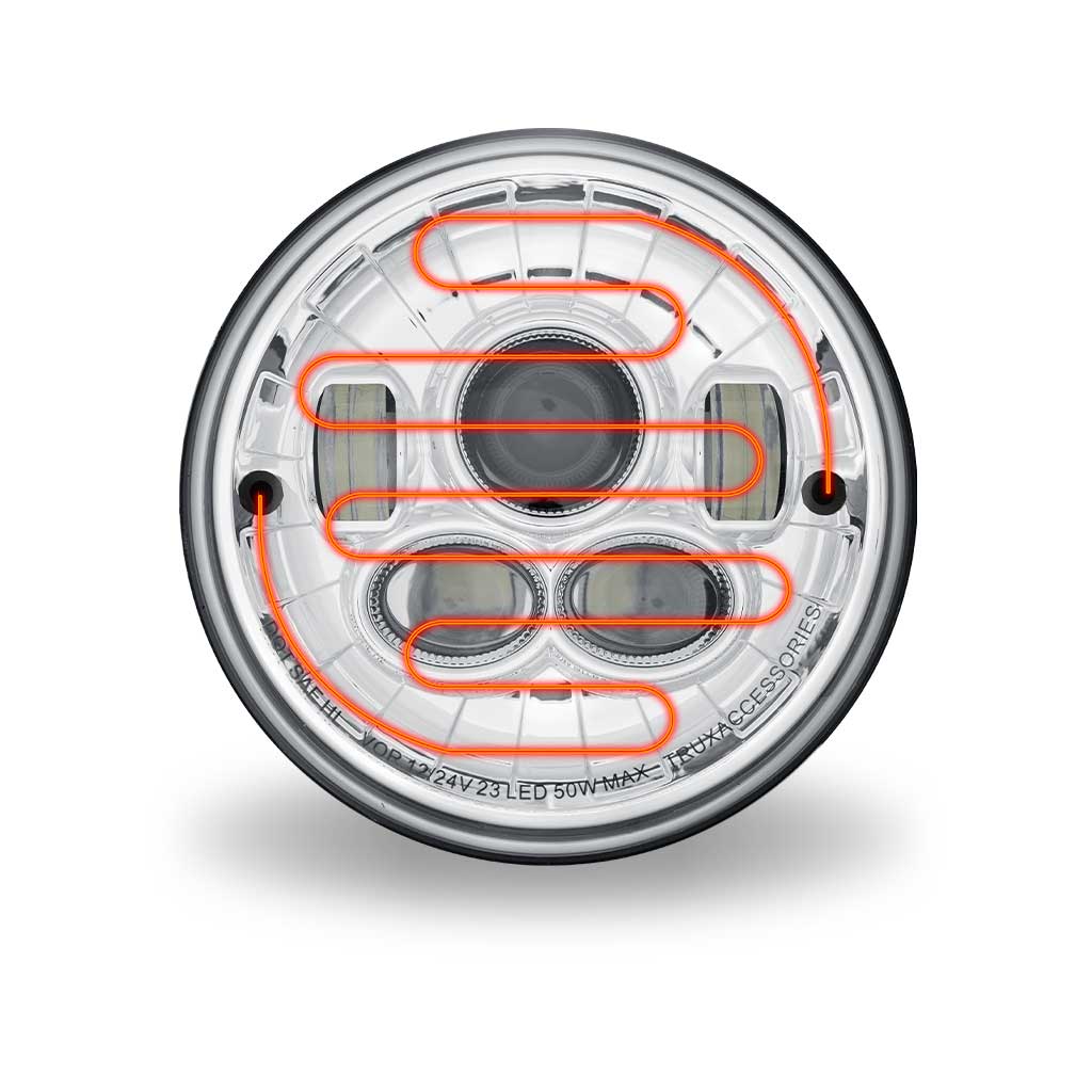 7" Heated LED Projector Headlight - Combination High & Low Beam | 6200 Lumens - Thumbnail 3