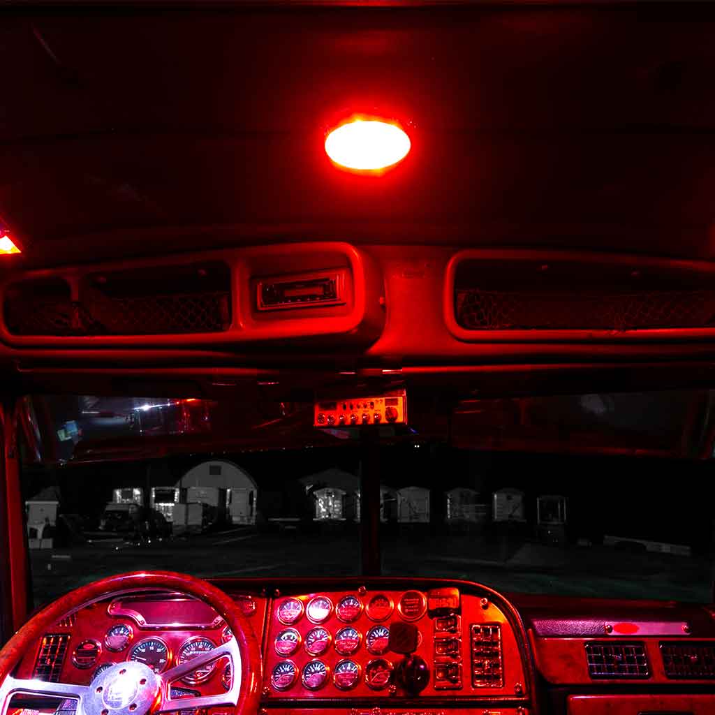 LED Interior Projector Dome 7-Color Cab Light for Peterbilt - Chrome - Thumbnail 3