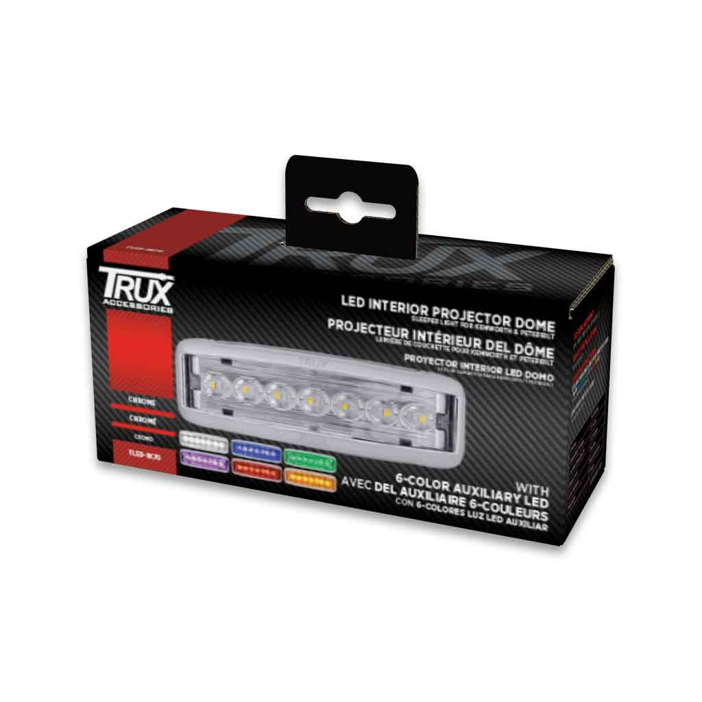 LED Interior Projector Dome 7-Color Cab & Sleeper Light for Kenworth & Peterbilt - Chrome - Thumbnail 7