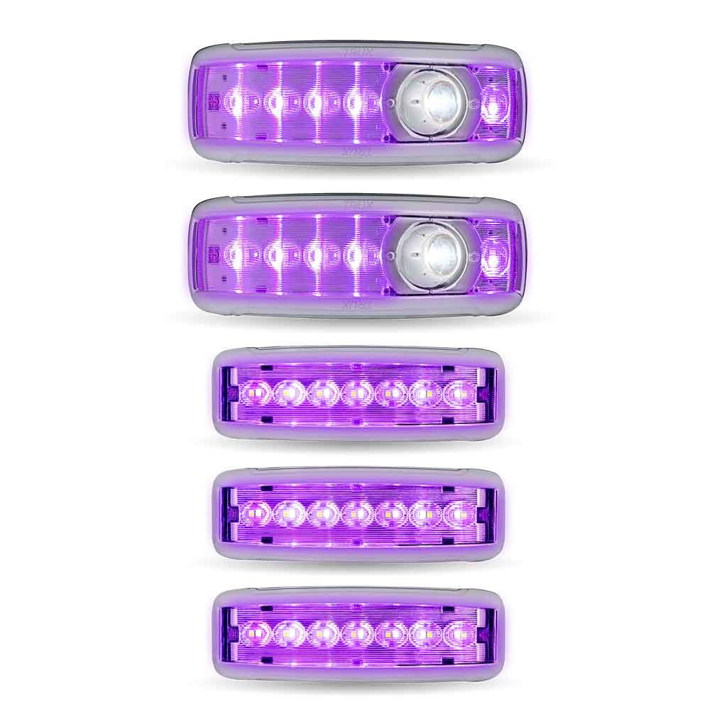 LED Interior Projector Dome 7-Color Cab & Sleeper Lighting Kit for Kenworth - Chrome - Thumbnail 4