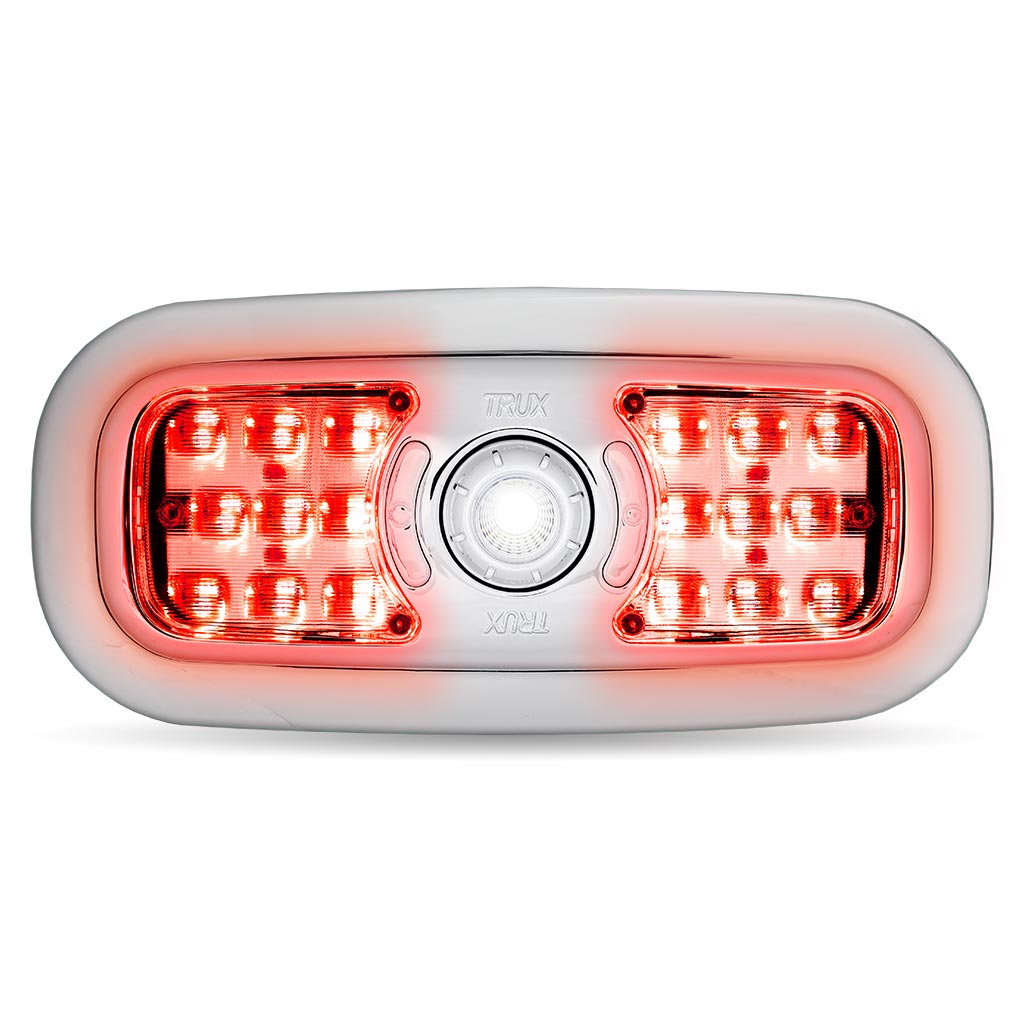 LED Interior Projector Dome & Map 7-Color Cab Light for Peterbilt - Chrome - Thumbnail 2