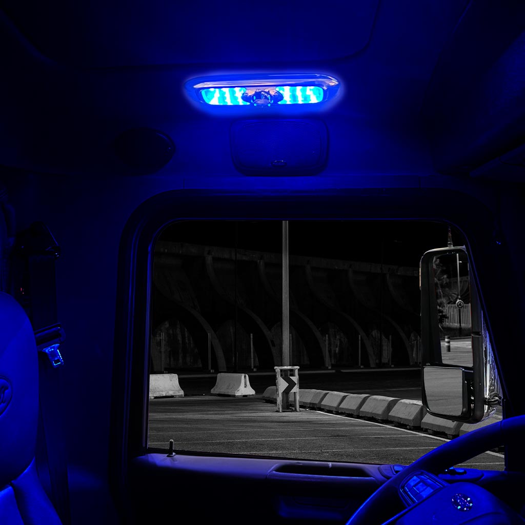 LED Interior Projector Dome & Map 7-Color Cab Light for Peterbilt - Chrome - Thumbnail 5