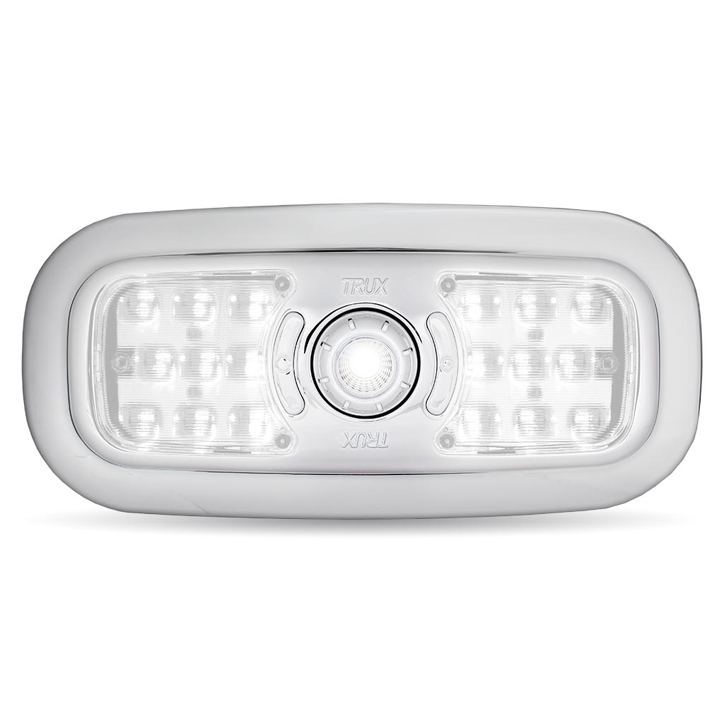 LED Interior Projector Dome & Map 7-Color Cab Light for Peterbilt - Chrome - Thumbnail 8