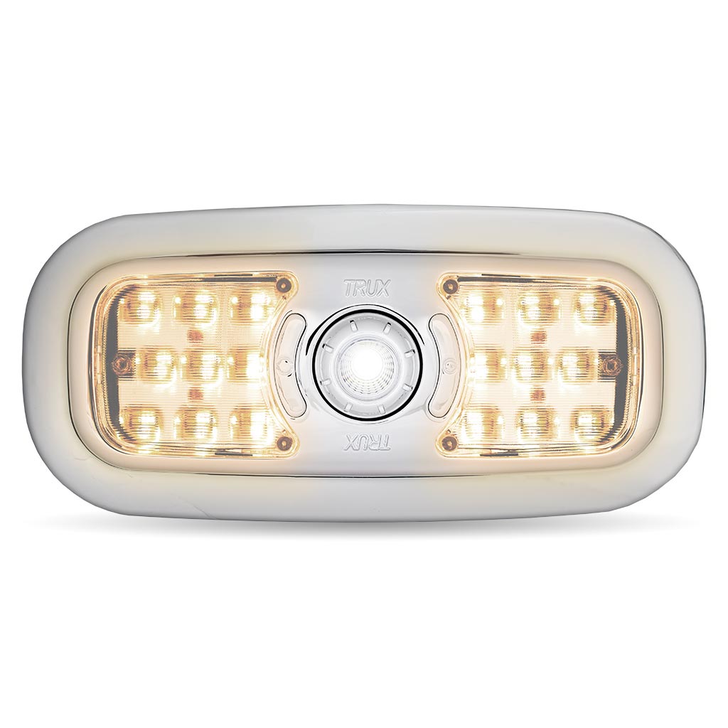 LED Interior Projector Dome & Map 7-Color Cab Light for Peterbilt - Chrome - Thumbnail 9