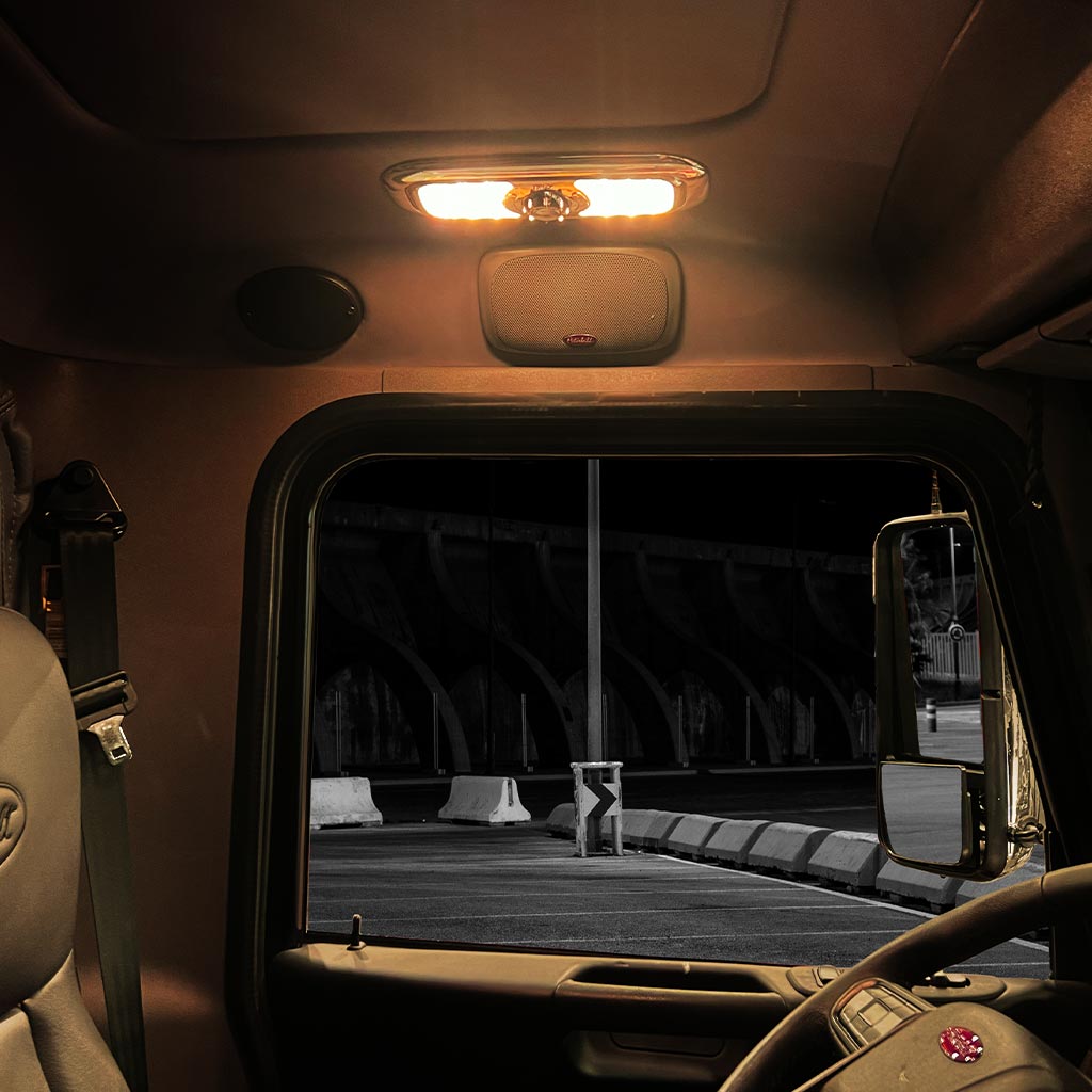 LED Interior Projector Dome & Map 7-Color Cab Light for Peterbilt - Black - Thumbnail 4