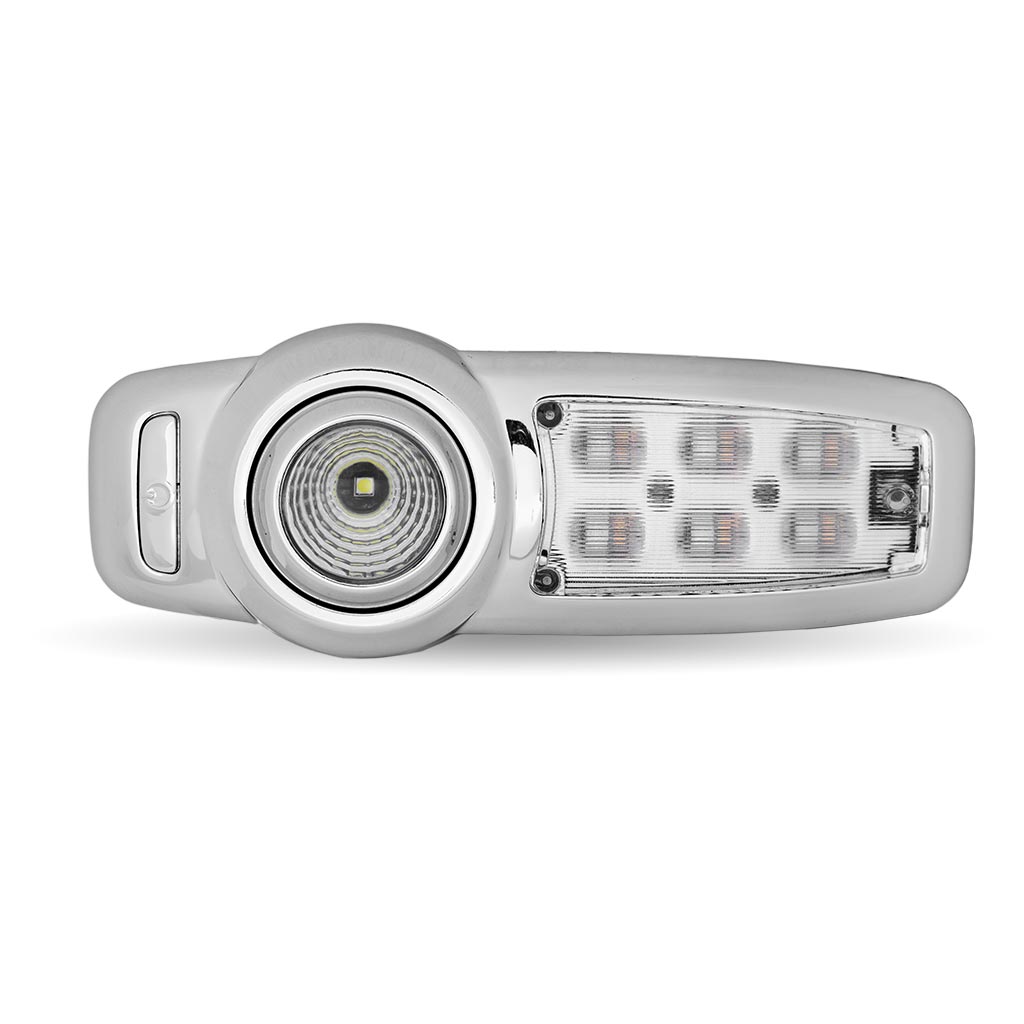 LED Interior Projector Dome & Map 7-Color Cab Light for Peterbilt - Chrome - Thumbnail 4