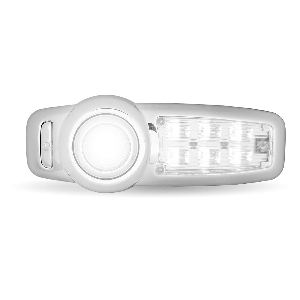 LED Interior Projector Dome & Map 7-Color Cab Light for Peterbilt - Chrome - Thumbnail 9