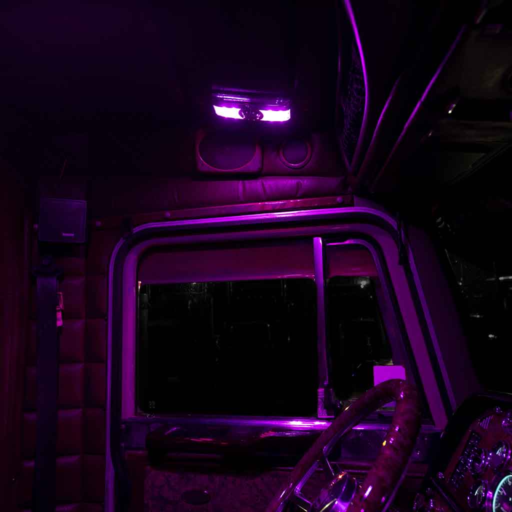 LED Interior Projector Dome & Map 7-Color Cab Light for Peterbilt - Black - Thumbnail 2