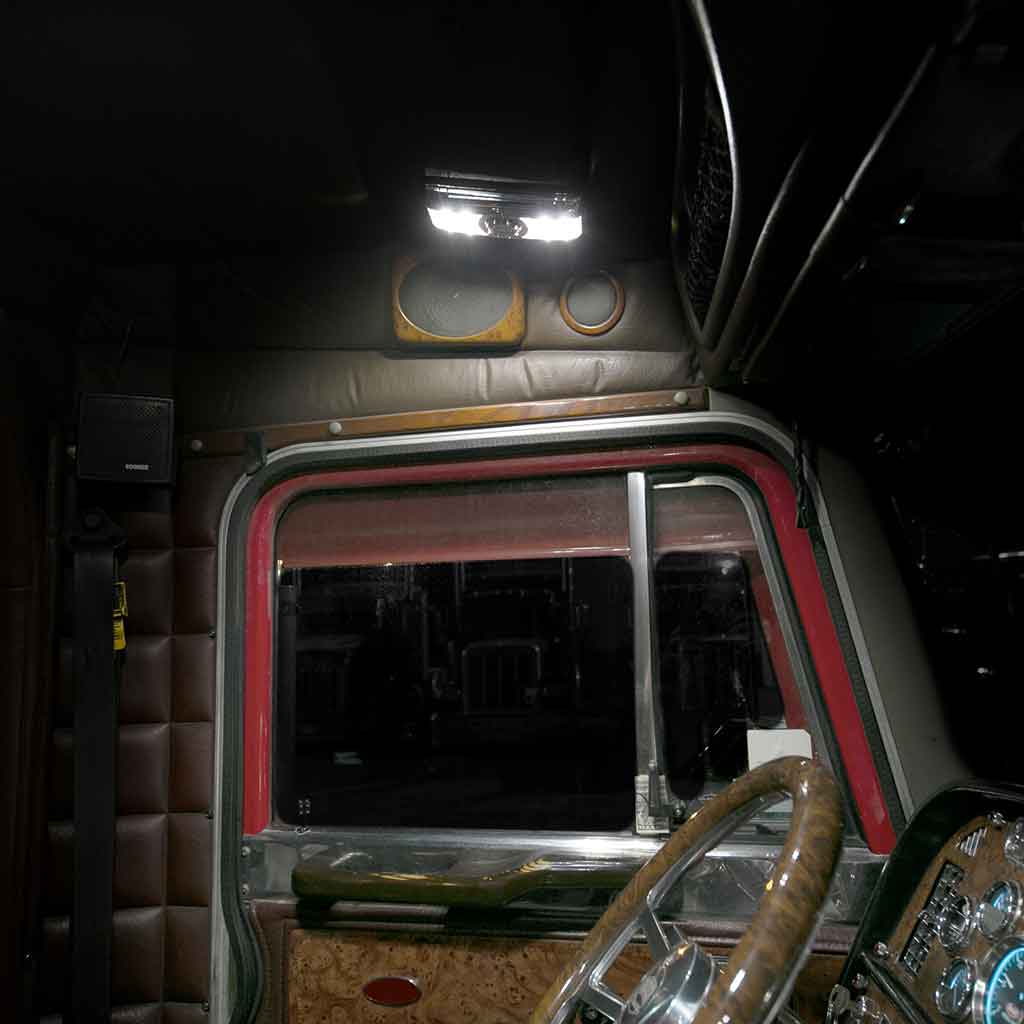 LED Interior Projector Dome & Map 7-Color Cab Light for Peterbilt - Black - Thumbnail 11