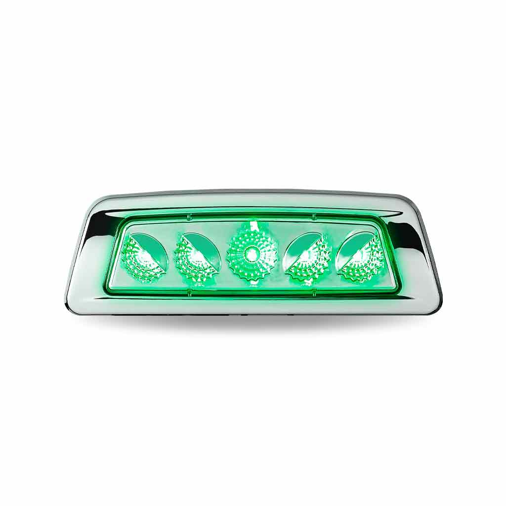 Amber Turn & Marker to Green Auxiliary Kenworth/Peterbilt LED Fender Light - 5 Diodes | Passenger Side - Thumbnail 4