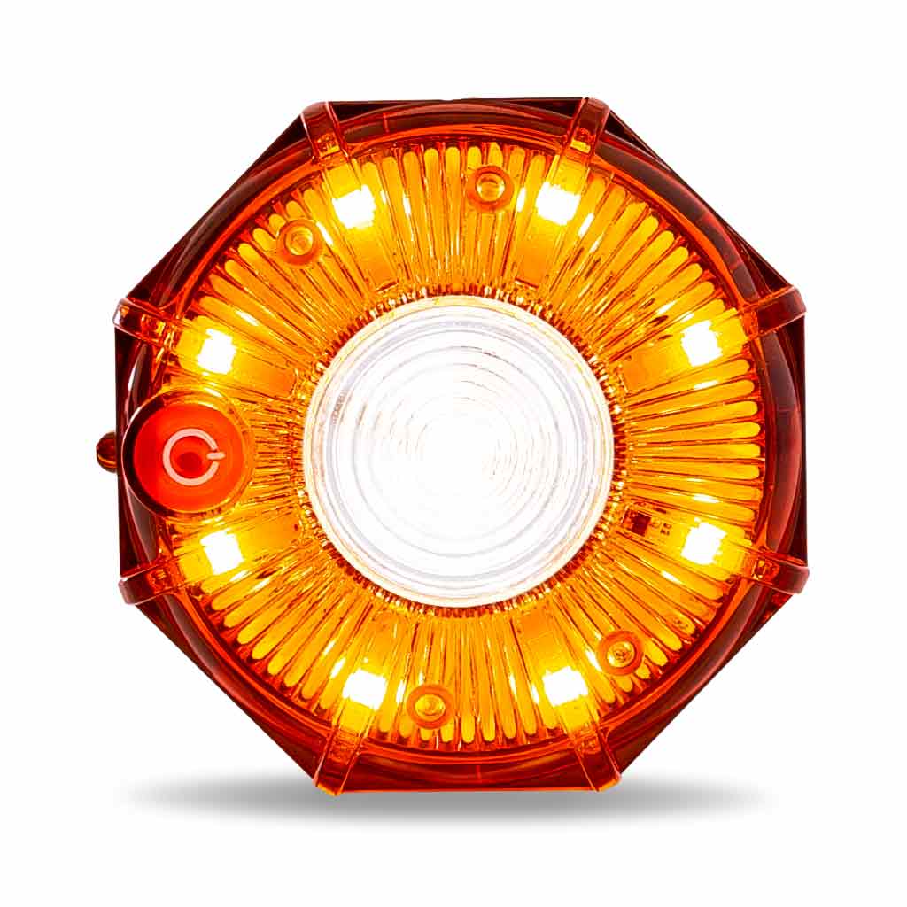 3" Dual Color Amber/White Portable/Magnetic/Hangable LED Flashing Mini Pucks - 9 Diodes