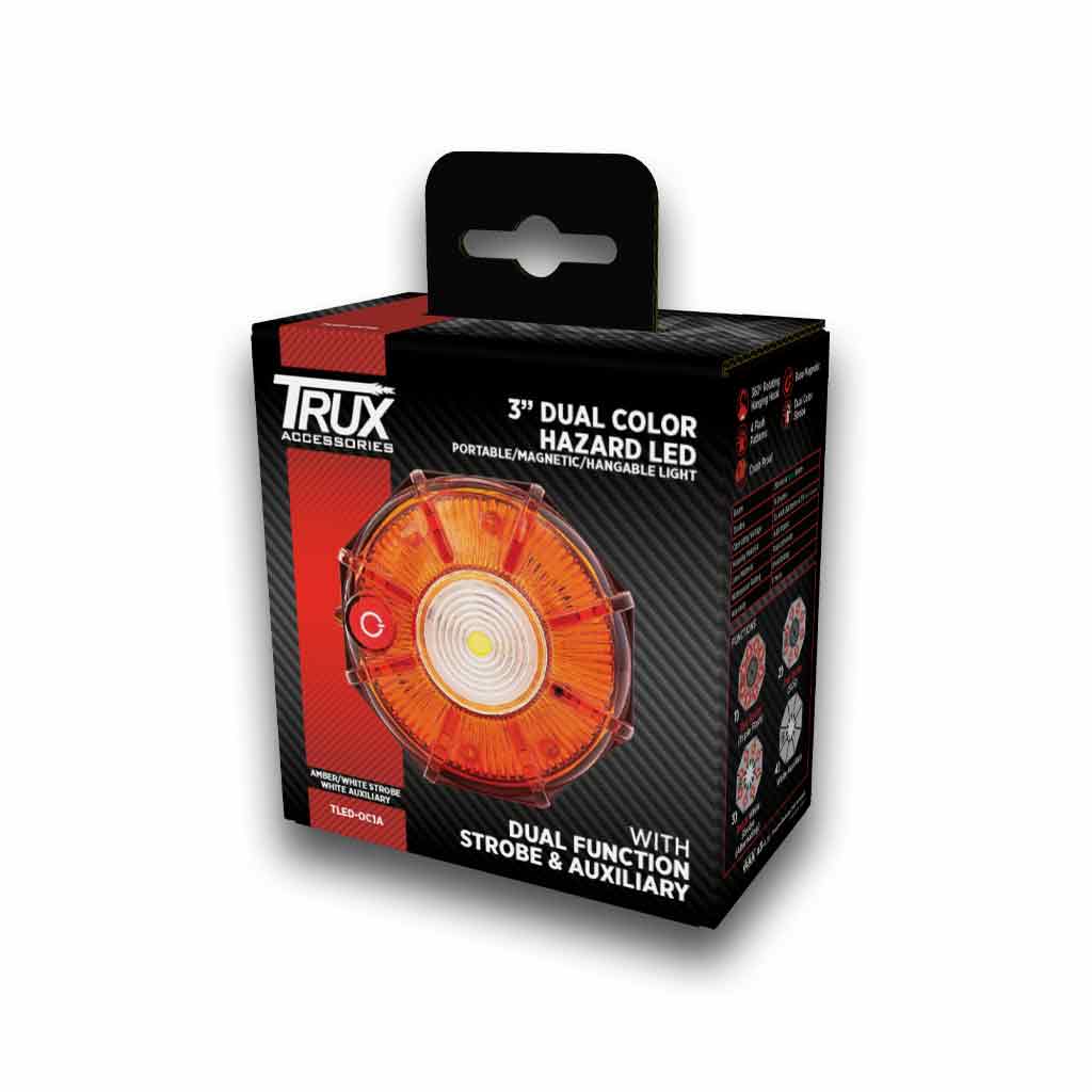 3" Dual Color Amber/White Portable/Magnetic/Hangable LED Flashing Mini Pucks - 9 Diodes - Thumbnail 3