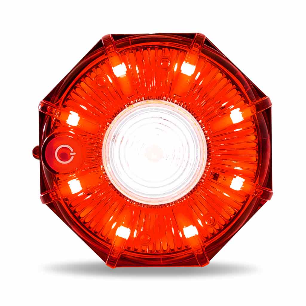 3" Dual Color Red/White Portable/Magnetic/Hangable Hazard LED Flashing Mini Pucks - 9 Diodes