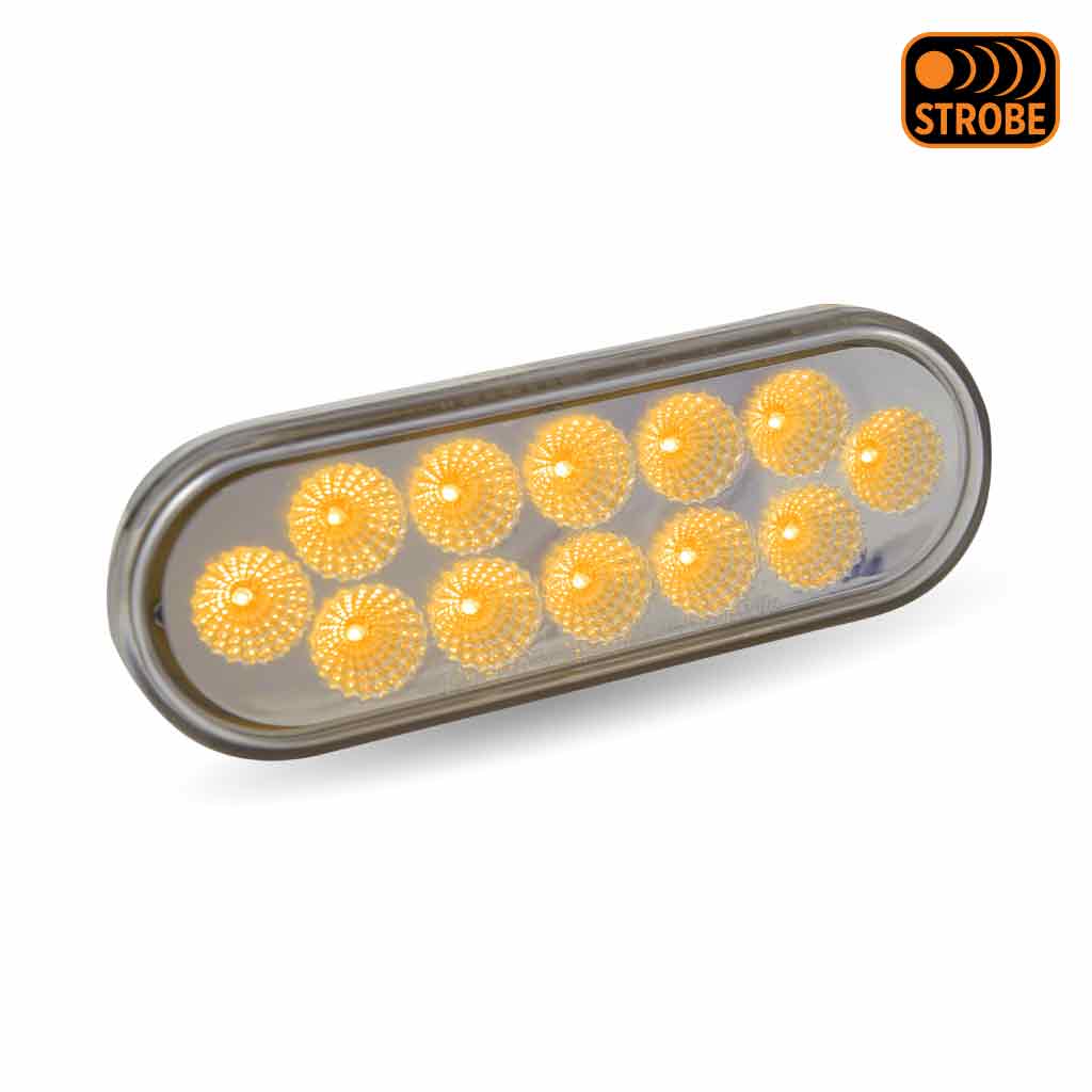 6" Amber Turn & Marker to Amber Strobe LED Oval Light - 12 Diodes - Thumbnail 5