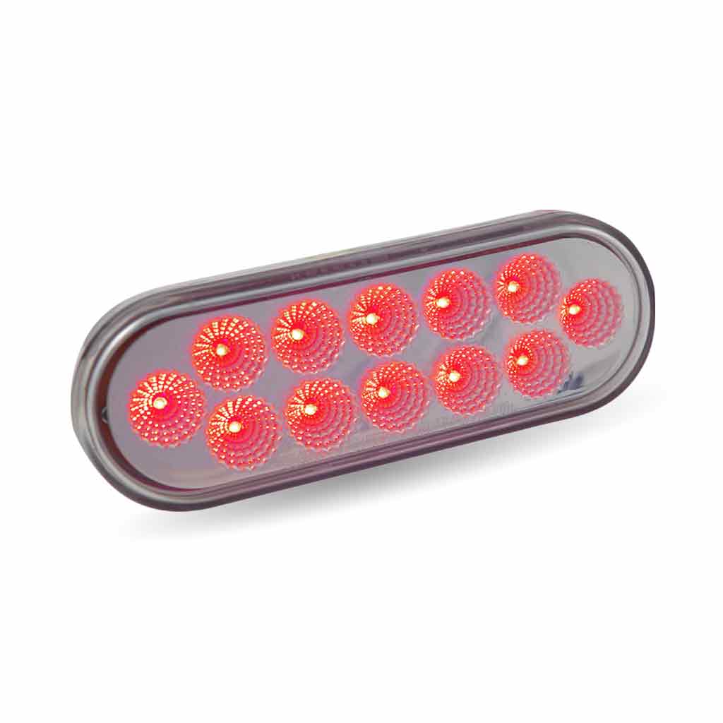 6" Red Stop, Turn & Tail to White Back Up LED Oval Light - 12 Diodes - Thumbnail 4