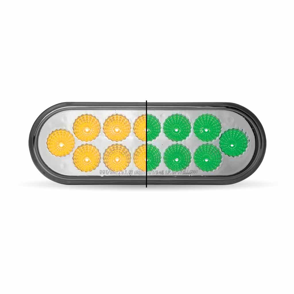 6" Amber Turn & Marker to Green Auxiliary LED Oval Light - 12 Diodes - Thumbnail 2