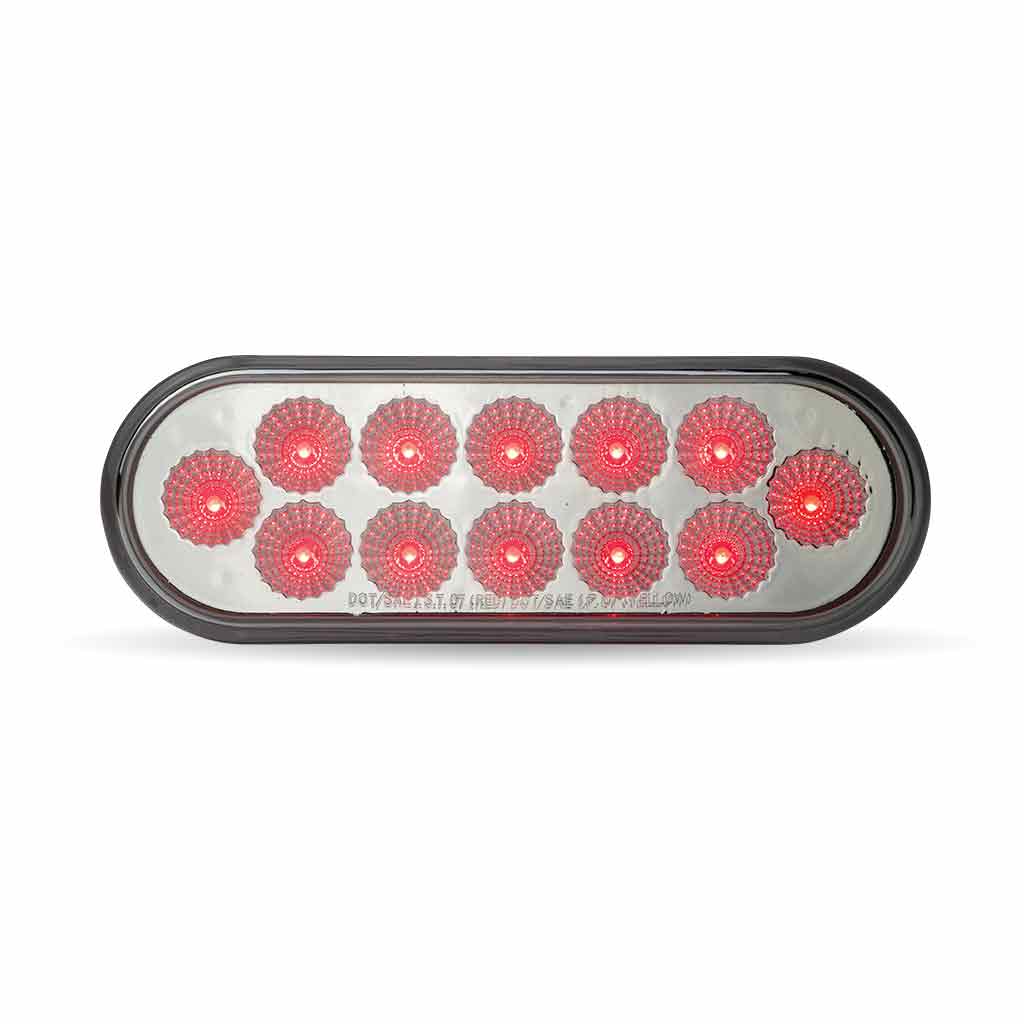 6" Red Stop, Turn & Tail to Blue Auxiliary LED Oval Light - 12 Diodes
