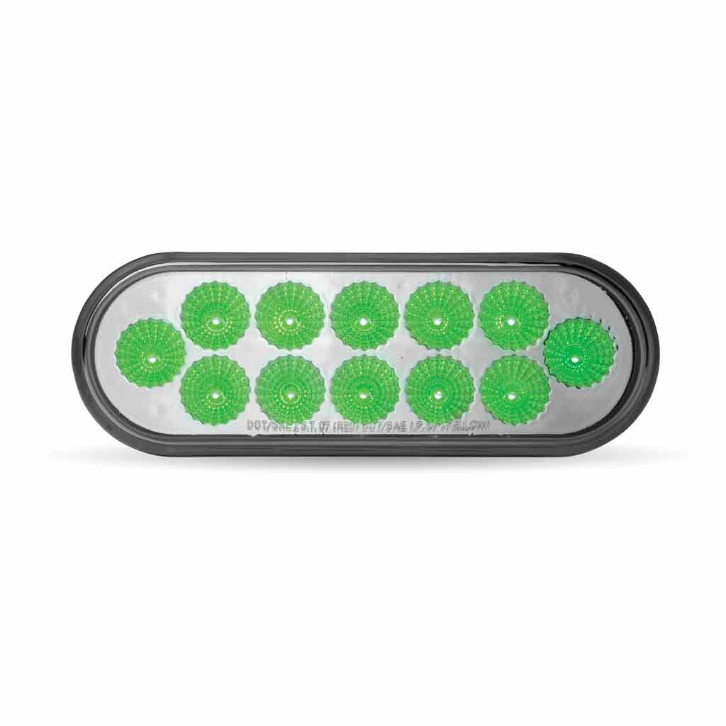 6" Red Stop, Turn & Tail to Green Auxiliary LED Oval Light - 12 Diodes - Thumbnail 3