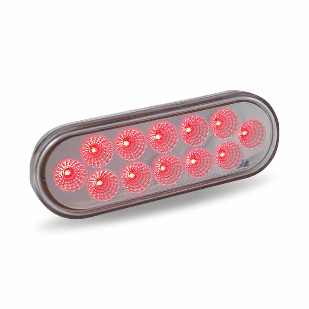 6" Red Stop, Turn & Tail to Green Auxiliary LED Oval Light - 12 Diodes - Thumbnail 8