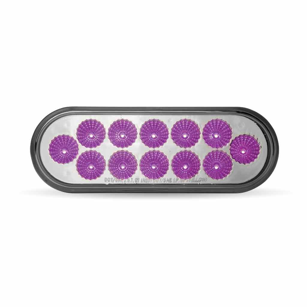 6" Red Stop, Turn & Tail to Purple Auxiliary LED Oval Light - 12 Diodes - Thumbnail 2