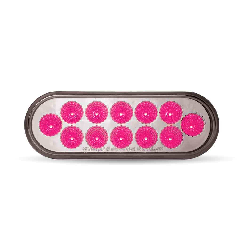 6" Red Stop, Turn & Tail to Pink Auxiliary LED Oval Light - 12 Diodes - Thumbnail 3