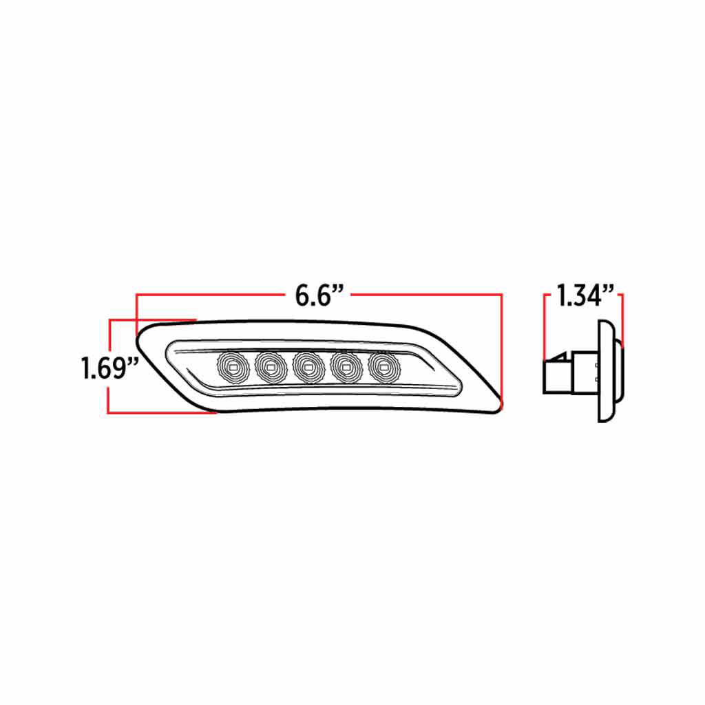 Clear Amber Turn & Marker Peterbilt LED Door Light - 5 Diodes | Driver Side - Thumbnail 2